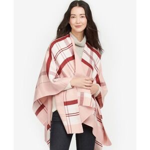 Barbour Wrap Kilmore Tartan Serape In Pink/Hessian One Size Spring Wrap NEW!